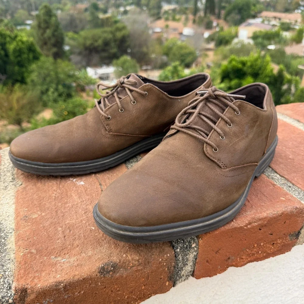 Timberland Hoverlite Mens Brown Leather Waterproof Oxford Shoes A1QD4 Size 11.5
